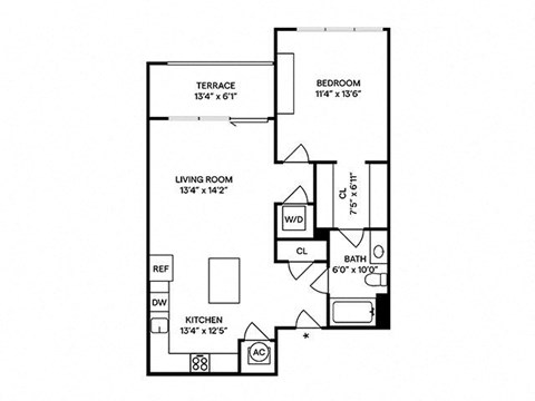 Sentral West Midtown at Star Metals - A5 1BR 1BA Floor Plan
