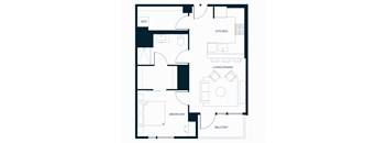 Sol Modern Downtown Phoenix A5 One Bedroom Floorplan