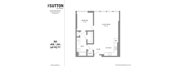 a floor plan of a unit with a bedroom and a living room