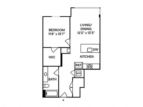 Sentral First Hill A6 1BR 1BA Floor Plan