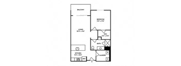 Sentral Old Town - A6 1BR 1BA Floor Plan