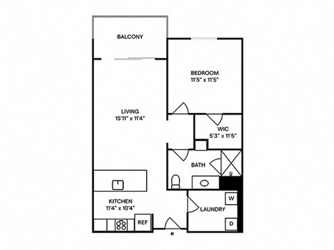 Sentral Old Town - A6 1BR 1BA Floor Plan