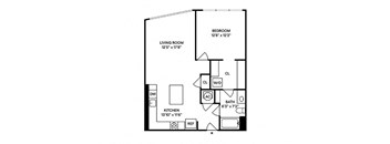 Sentral West Midtown at Star Metals - A6 1BR 1BA Floor Plan