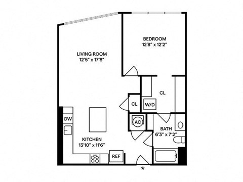 Sentral West Midtown at Star Metals - A6 1BR 1BA Floor Plan
