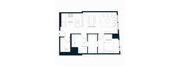Sol Modern Downtown Phoenix A6 One Bedroom Floorplan