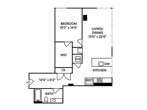 Sentral First Hill A7 1BR 1BA Floor Plan