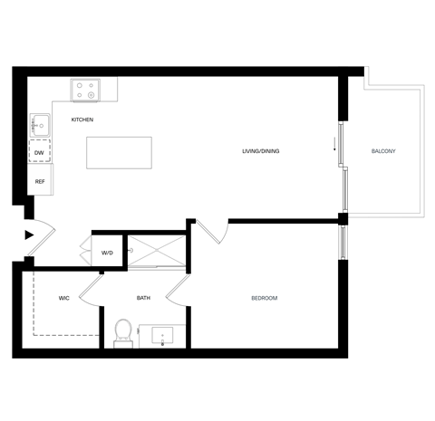 Ten310 Los Angeles A7 One Bedroom Floorplan
