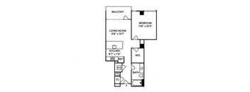 Sentral Union Station A7 1BR 1BA Floor Plan