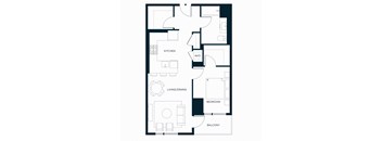 Sol Modern Downtown Phoenix A7 One Bedroom Floorplan