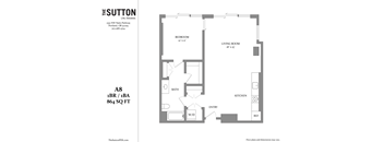 a floor plan of a unit with a bedroom and a living room