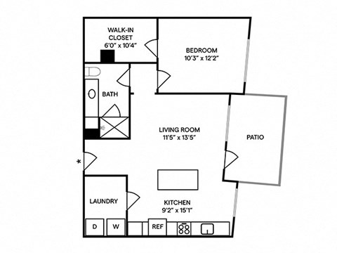 Sentral Old Town - A8 1BR 1BA Floor Plan