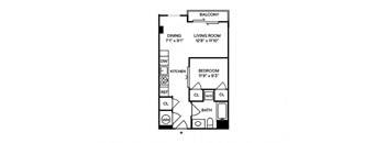 Sentral SoBro A8 1BR 1BA Floor Plan