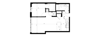 A black and white floor plan of a house with labeled rooms and dimensions.