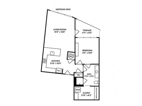 Sentral West Midtown at Star Metals - A8 1BR 1BA Floor Plan