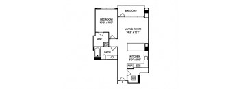 Sentral Union Station A9 1BR 1BA Floor Plan