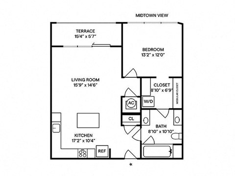 Sentral West Midtown at Star Metals - A9 1BR 1BA Floor Plan