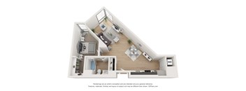 A4 One bedroom floorplan at Star Harbor in Alameda, CA.