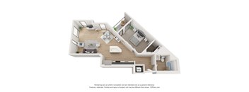 A5 One bedroom floorplan at Star Harbor in Alameda, CA.