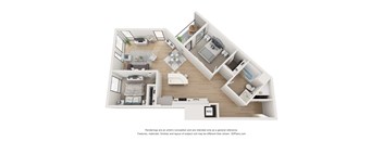 B2 Two bedroom floorplan at Star Harbor in Alameda, CA.