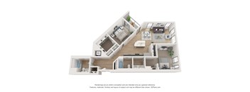 B3 Two bedroom floorplan at Star Harbor in Alameda, CA.