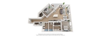 B5 Two bedroom floorplan at Star Harbor in Alameda, CA.