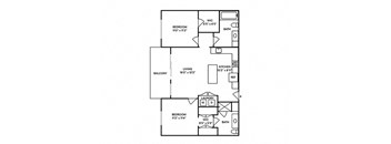 Sentral Old Town - B1 2BR 2BA Floor Plan
