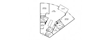 Sentral Old Town - B13 2BR 2BA Floor Plan
