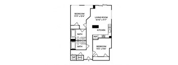Sentral DTLA 755 B2 2BR 2BA Floor Plan
