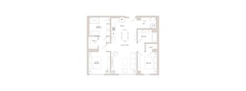 A floor plan of a house with a kitchen, living room, dining room, and multiple bedrooms.