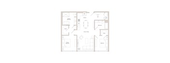 A floor plan of a house with a living room, dining room, kitchen, two bedrooms, and a bathroom.