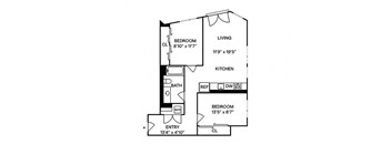 Sentral SLU - B1.2 2BR 1BA Floor Plan