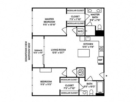 Sentral West Midtown at Star Metals - B1 2BR 2BA Floor Plan