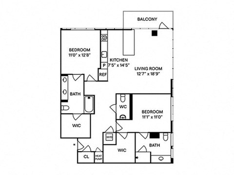 Sentral Union Station B13 2BR 2.5BA Floor Plan
