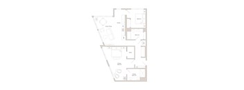 A floor plan of a house with a kitchen, living room, dining room, and bathrooms.