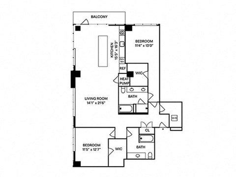 Sentral Union Station B15 2BR 2BA Floor Plan