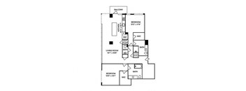 Sentral Union Station B16 2BR 2BA Floor Plan