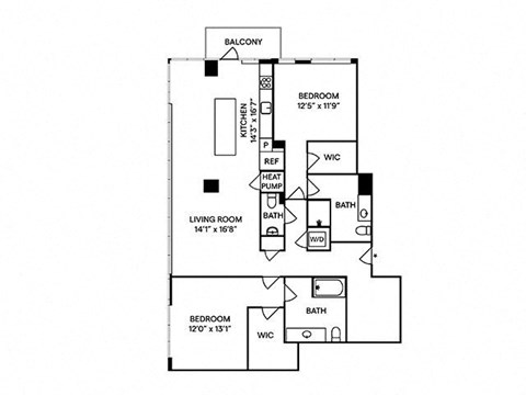 Sentral Union Station B16 2BR 2BA Floor Plan