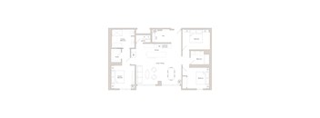 A floor plan of a house with a living room, dining room, kitchen, and two bathrooms.