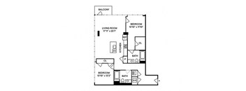 B2 2BR 2BA Floor Plan