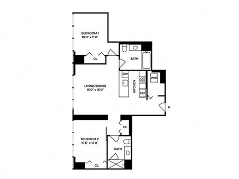 Sentral Michigan Avenue - B2 2BR 2BA Floor Plan
