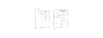 Two floor plans for a house with two levels.