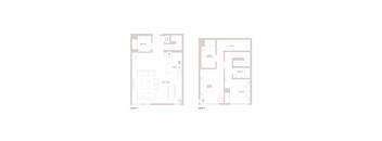Two floor plans for a house with labeled rooms.