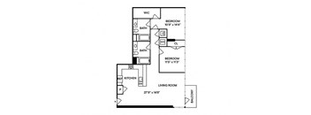 B3 2BR 2BA Floor Plan
