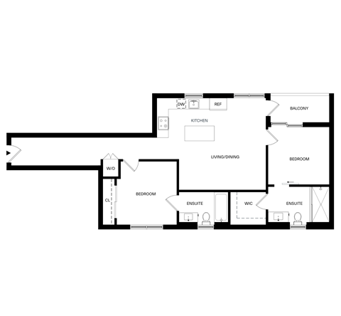 Ten310 Los Angeles B3 Two Bedroom Floorplan