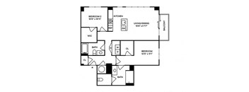Sentral SoBro B3 2BR 2BA Floor Plan