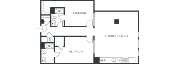 a floor plan of a bedroom apartment