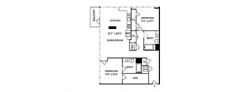 B4 2BR 2BA Floor Plan