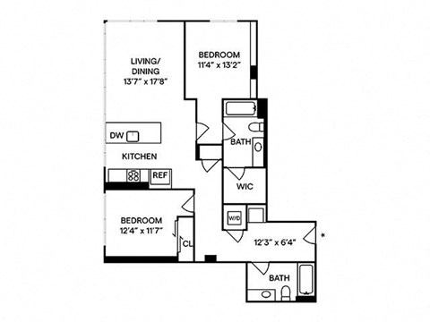 Sentral First Hill - B3 2BR 2BA Floor Plan