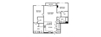 Sentral SoBro B4 2BR 2BA Floor Plan