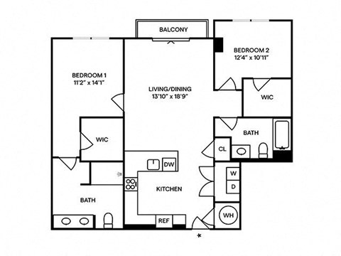 Sentral SoBro B4 2BR 2BA Floor Plan